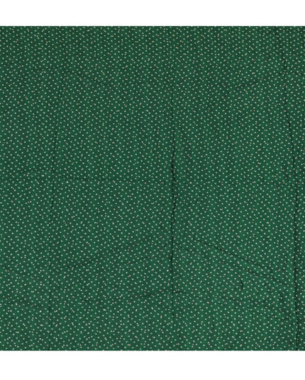 Emerald Green and White Polka Dot Synthetic Chinon Fabric with gold foil, 110 cm Width-D19675