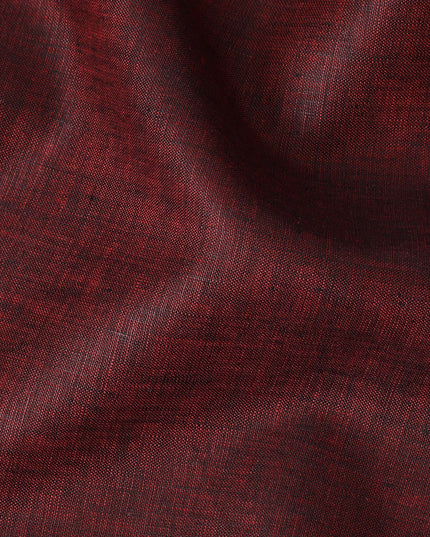 Deep Maroon Plain Premium Pure Linen Fabric - 60 Lea Quality, 140 cm Width-D19937