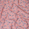 Pink Floral Embroidered Cotton Lawn Fabric - 110 cm Width, India-D19945
