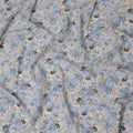 Light Blue Floral Embroidered Cotton Lawn Fabric - 110 cm Width, India-D19947