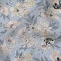 Light Blue Floral Embroidered Cotton Lawn Fabric - 110 cm Width, India-D19947