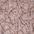 Peach Floral Embroidered Cotton Lawn Fabric - 110 cm Width, India-D19948