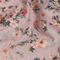 Peach Floral Embroidered Cotton Lawn Fabric - 110 cm Width, India-D19948