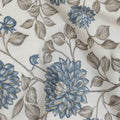 Blue and Grey Floral Cotton Lawn Fabric - 110 cm Width, India-D19952