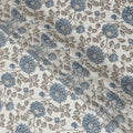 Blue and Grey Floral Cotton Lawn Fabric - 110 cm Width, India-D19952