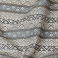 Blue and Grey Geometric Cotton Lawn Fabric in stripe design - 110 cm Width, India-D19953