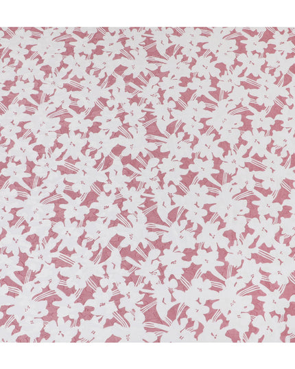 Uragiri Cotton Voile Fabric with jacquard, 110 cm Width, White and Pink Floral Design-D19955