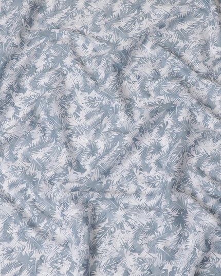 Uragiri Cotton Voile Fabric with jacquard, 110 cm Width, White and Blue Leaf Design-D19957