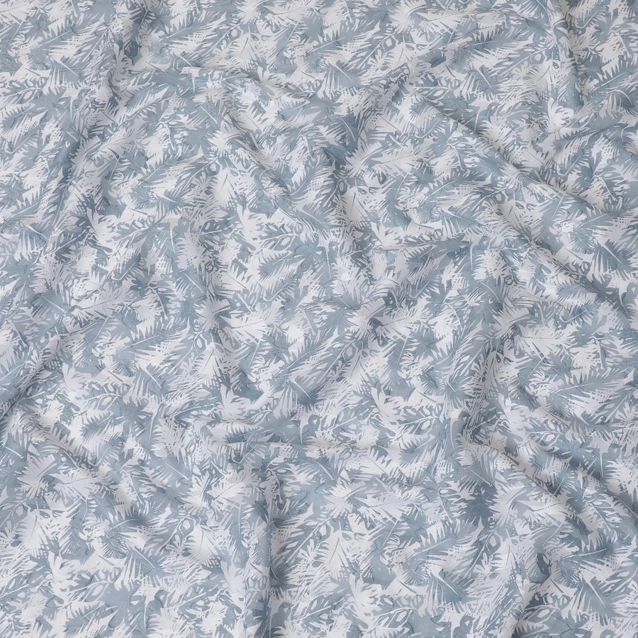 Uragiri Cotton Voile Fabric with jacquard, 110 cm Width, White and Blue Leaf Design-D19957 Regal Fabrics