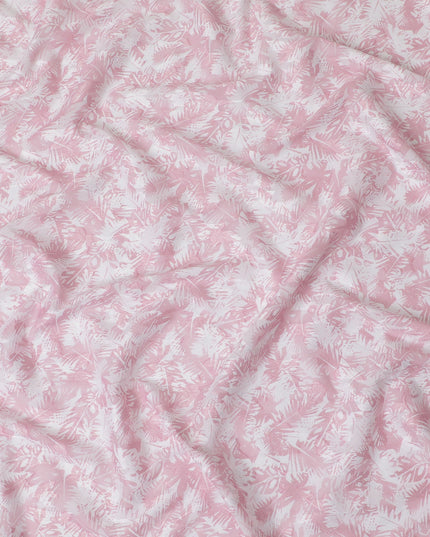 Uragiri Cotton Voile Fabric with jacquard, 110 cm Width, White and Pink Leaf Design-D19958