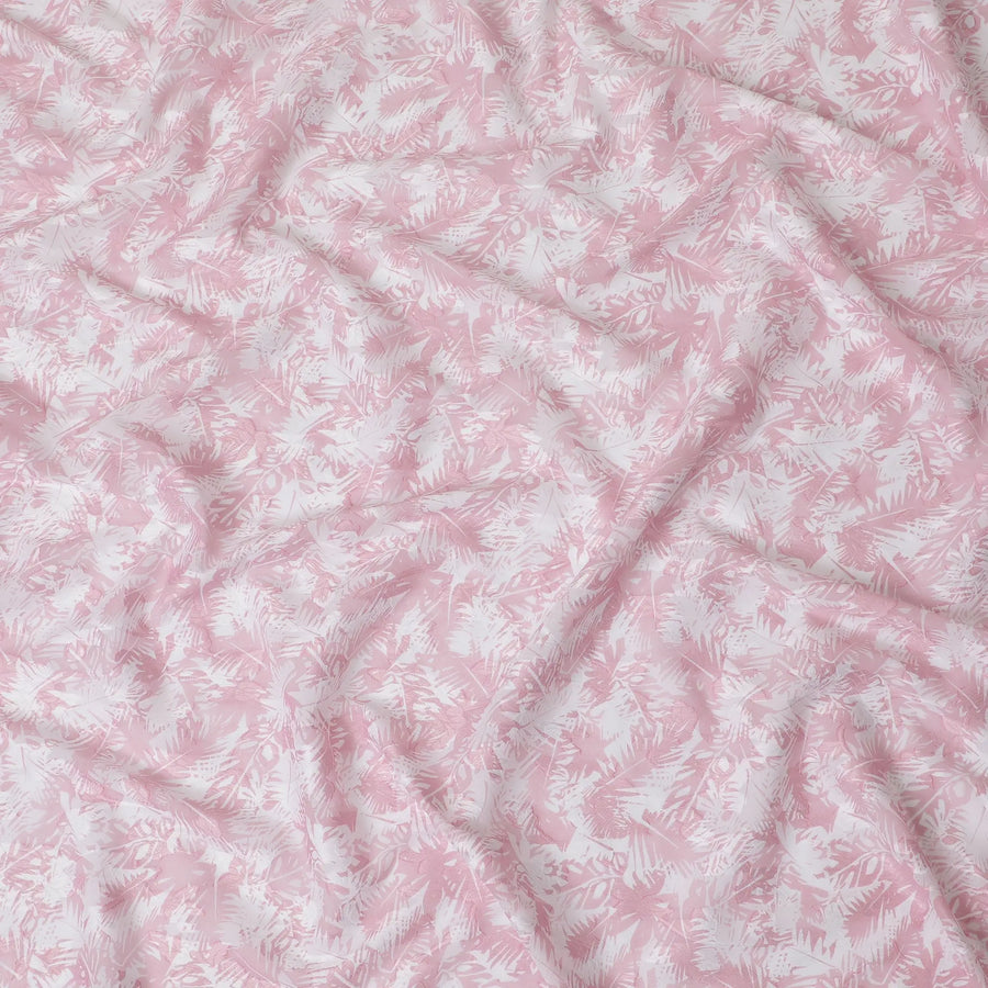Uragiri Cotton Voile Fabric with jacquard, 110 cm Width, White and Pink Leaf Design-D19958 Regal Fabrics