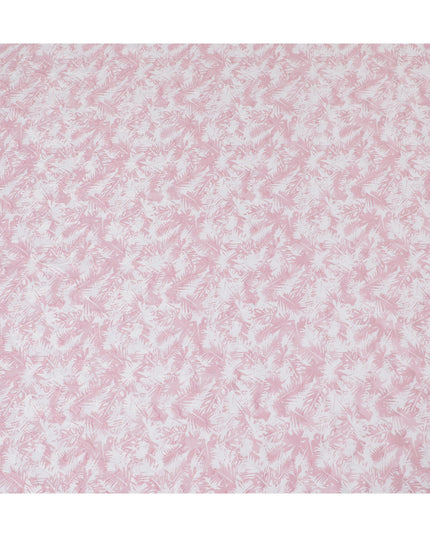 Uragiri Cotton Voile Fabric with jacquard, 110 cm Width, White and Pink Leaf Design-D19958