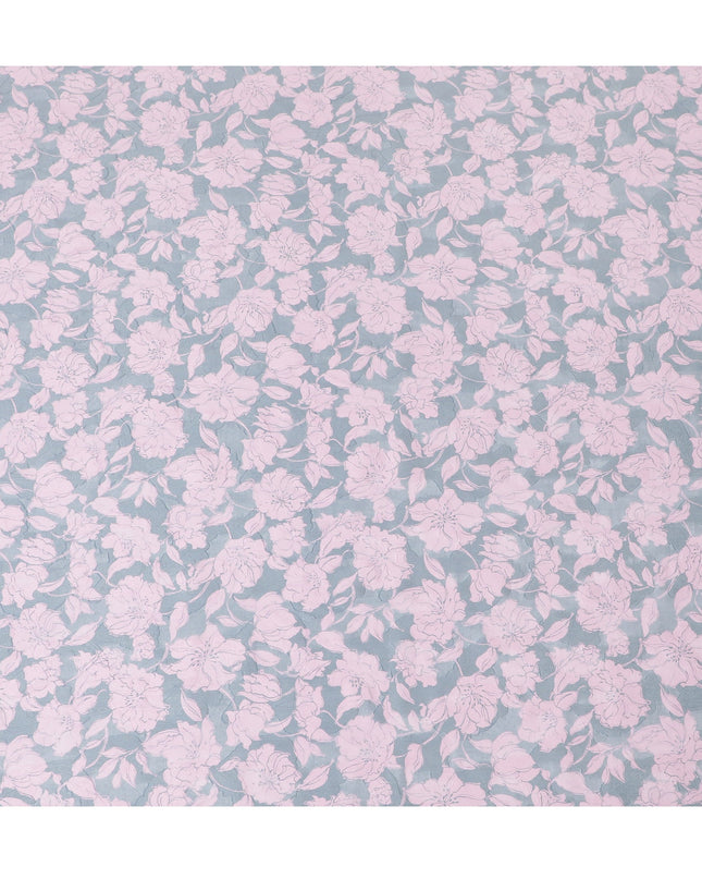 Uragiri Cotton Voile Fabric with Jacquard, 110 cm Width, Pink and Grey Floral Design-D19960