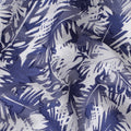 Uragiri Cotton Voile Fabric with Jacquard, 110 cm Width, White and Navy Leaf Design-D19963