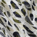 Uragiri Cotton Voile Fabric with Jacquard, 110 cm Width, White and Olive Abstract Design-D19965 Regal Fabrics