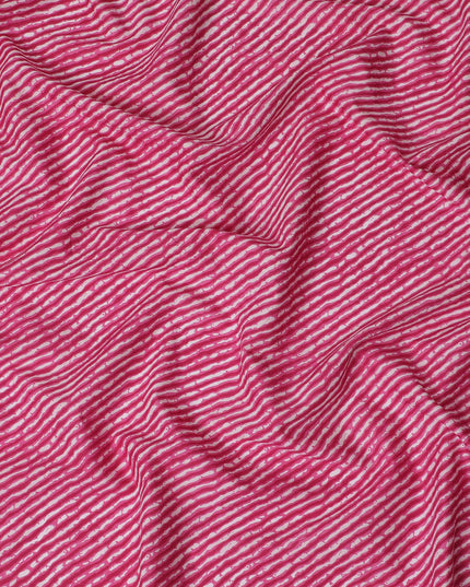 Cotton Lawn Fabric, 110 cm Width, White and Pink Stripe Design-D19968