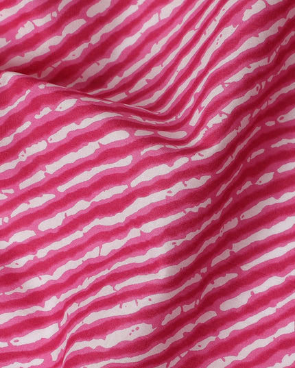 Cotton Lawn Fabric, 110 cm Width, White and Pink Stripe Design-D19968