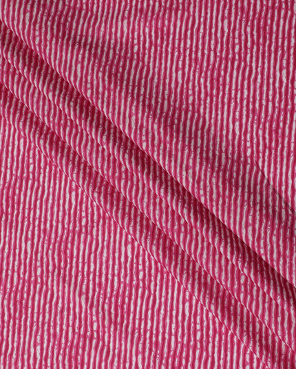 Cotton Lawn Fabric, 110 cm Width, White and Pink Stripe Design-D19968