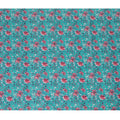 Cotton Lawn Fabric, 110 cm Width, Turquoise with Pink and Blue Floral Design-D19969