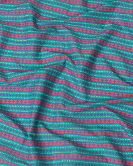 Cotton Lawn Fabric, 110 cm Width, Teal and Pink Geometric Design-D19970