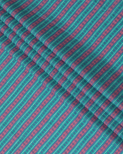 Cotton Lawn Fabric, 110 cm Width, Teal and Pink Geometric Design-D19970