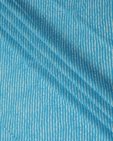 Vibrant Blue and White Striped Cotton Lawn Fabric - 110 cm Width-D19972