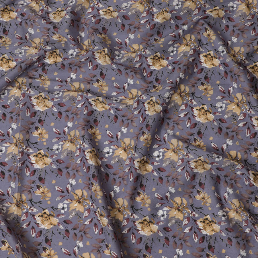 Elegant Lavender Floral Print Cotton Lawn Fabric - 110 cm Width-D19973 Regal Fabrics