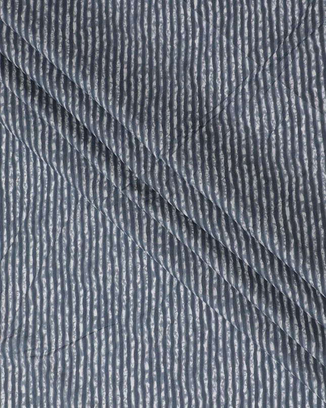 Slate Blue and White Striped Cotton Lawn Fabric - 110 cm Width-D19976