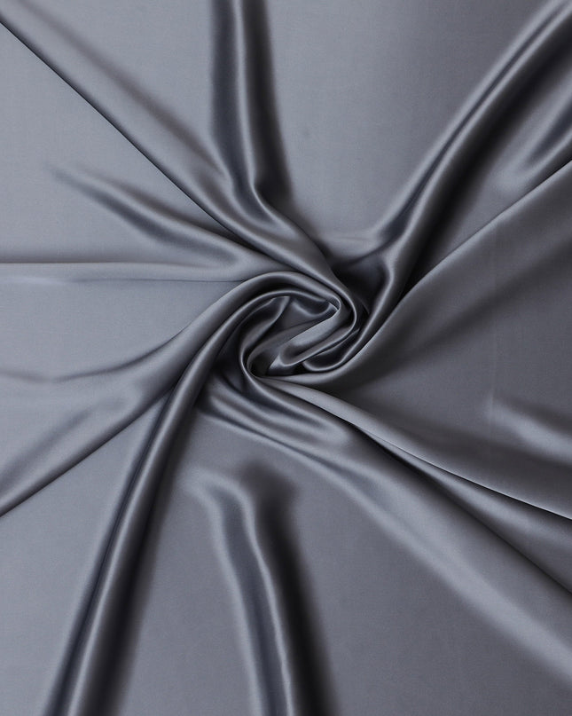 Luxurious Charcoal Grey Pure Silk Satin Fabric, 110 cm Width-20076