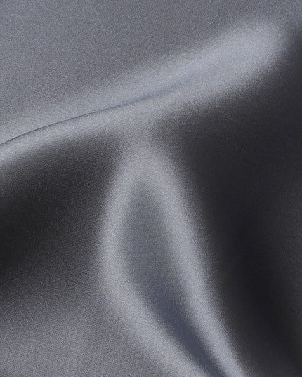 Luxurious Charcoal Grey Pure Silk Satin Fabric, 110 cm Width-20076