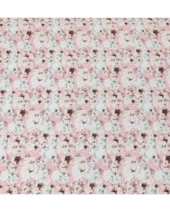 Blush Pink Floral Cotton Satin Fabric, 110 cm Width-20056