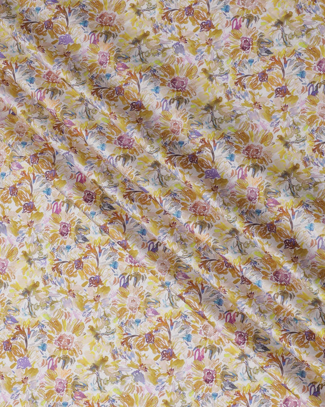 Sunlit Floral Watercolor Cotton Satin Fabric, 110 cm Width-20064