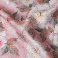 Soft Pink with White Floral Cotton Satin Fabric, 110 cm Width-20065 Regal Fabrics