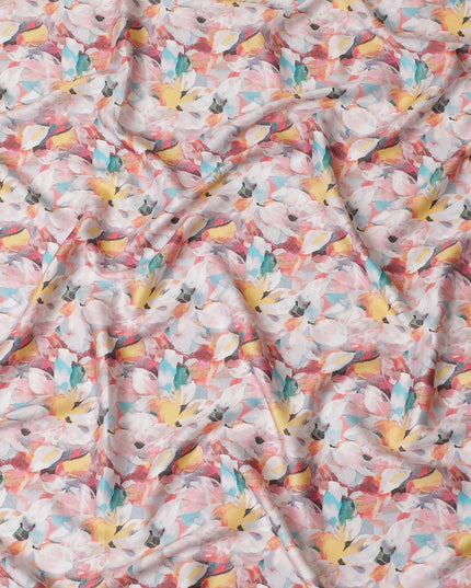 Bright Pastel Watercolor Floral Cotton Satin Fabric, 110 cm Width-20066