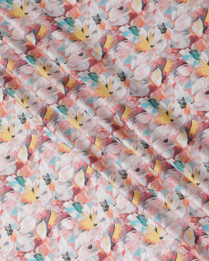 Bright Pastel Watercolor Floral Cotton Satin Fabric, 110 cm Width-20066