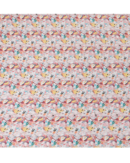 Bright Pastel Watercolor Floral Cotton Satin Fabric, 110 cm Width-20066