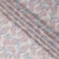 Soft Beige with Multicolor Feather Print Cotton Satin Fabric, 110 cm Width-20067