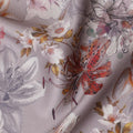 Elegant Lavender with Vibrant Floral Cotton Satin Fabric, 110 cm Width-20069