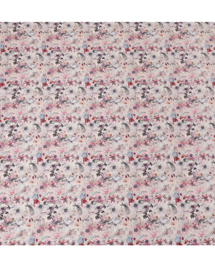 Delicate Blush with Floral Watercolor Cotton Satin Fabric, 110 cm Width-20073