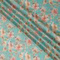 Vibrant Turquoise with Soft Floral Cotton Satin Fabric, 110 cm Width-20074