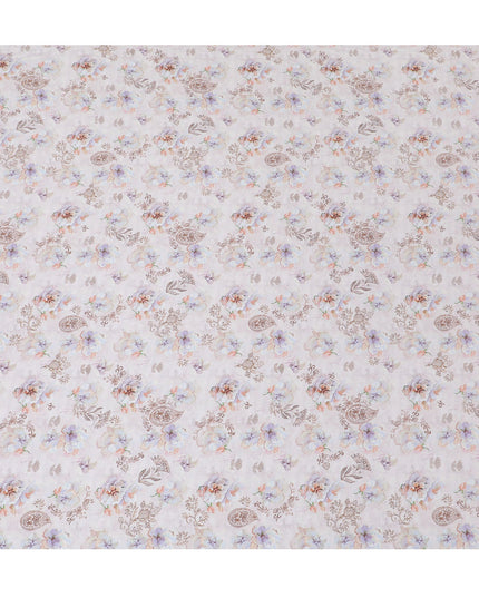 Classic Cream with Pastel Paisley Cotton Satin Fabric, 110 cm Width-20075