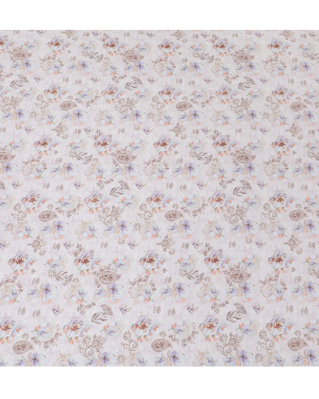 Classic Cream with Pastel Paisley Cotton Satin Fabric, 110 cm Width-20075