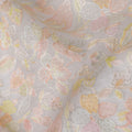 قماش حرير أورجانزا مطرز بنقشة زهور الباستيل، عرض 110 سم - D20103