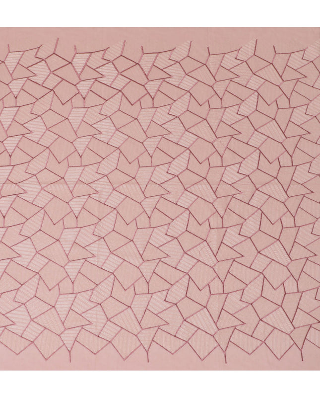 Blush Pink Cotton Voile Fabric with Geometric Embroidery, 110 cm Width-D20109