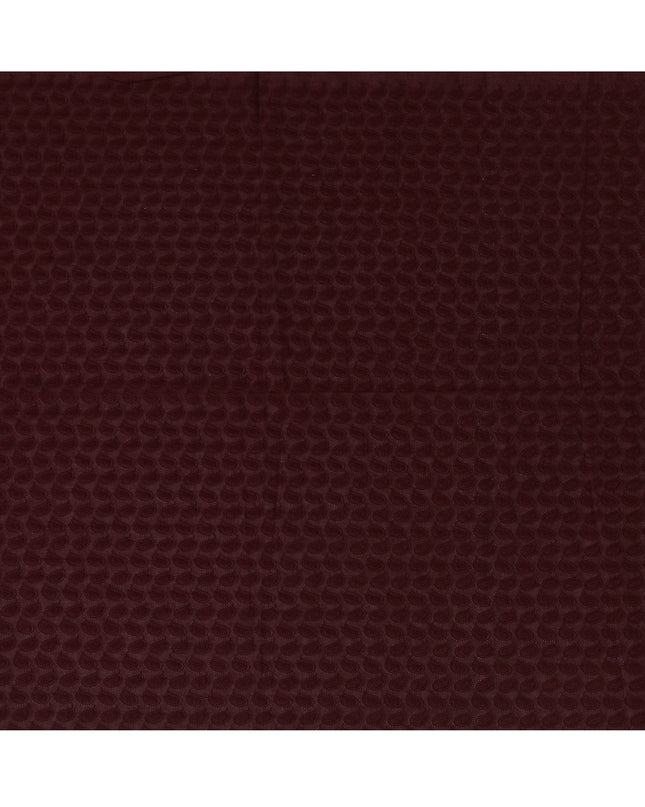 Burgundy Cotton Voile Fabric with Embossed Leaf Pattern, 110 cm Width-D20111