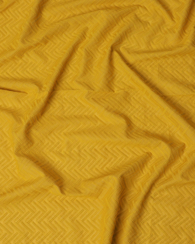 Sunshine Yellow Cotton Voile Fabric with Intricate Embroidery, 110 cm Width-D20112