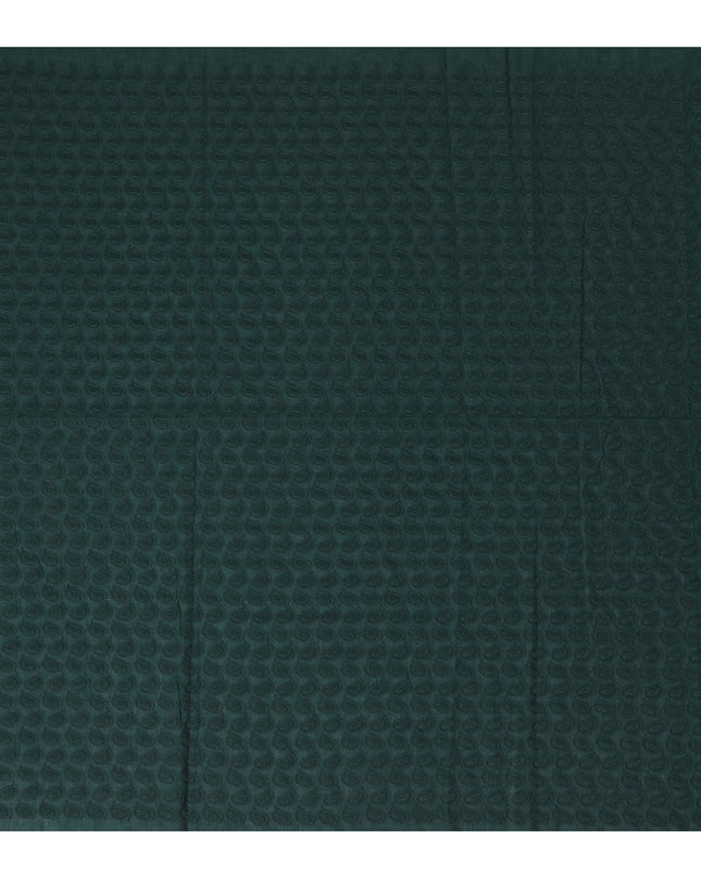 Deep Forest Green Cotton Voile Fabric with Embossed Leaf Design, 110 cm Width-D20113