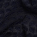 Midnight Blue Cotton Voile Fabric with Embossed Leaf Design, 110 cm Width-D20114