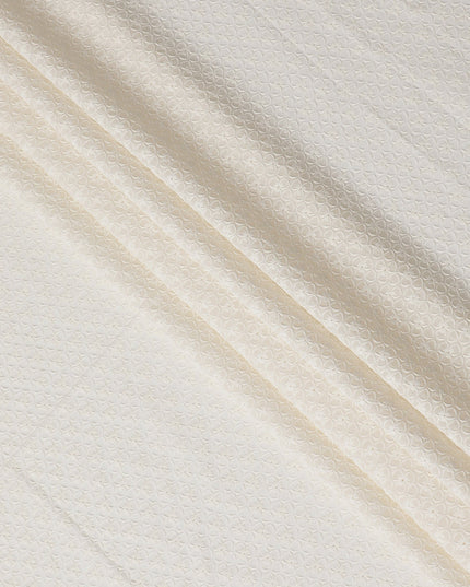 Ivory White Cotton Voile Fabric with Embroidered Floral Pattern, 110 cm Width-D20116