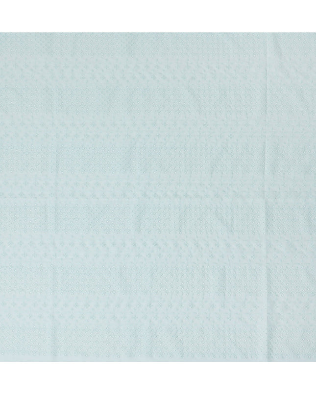 Sky Blue Cotton Voile Fabric with White Floral Embroidery, 110 cm Width-D20121